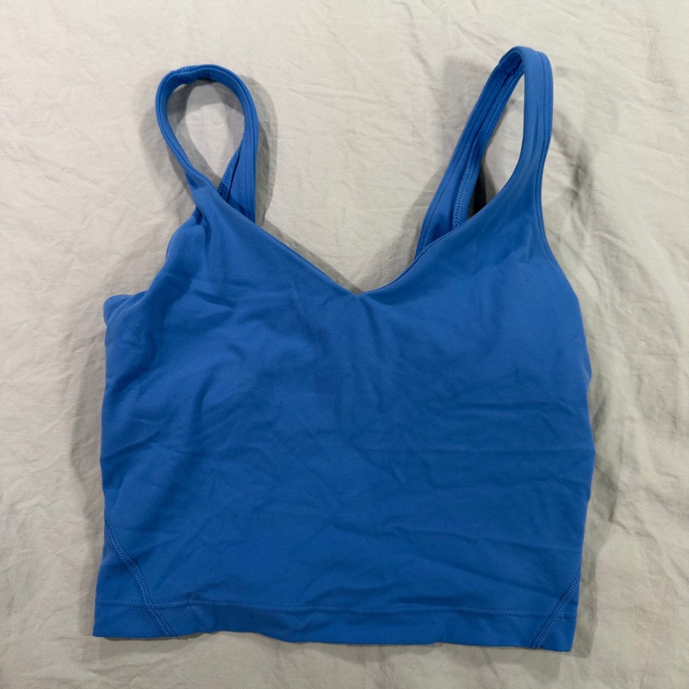 Lululemon Align Tank Top Blue Nulu Cropped Built-In Bra Size 0